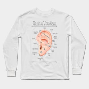 Ear Piercing Chart Long Sleeve T-Shirt